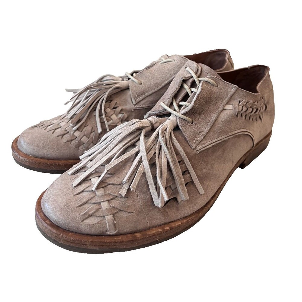 A.S.98 ZURI Gray Leather Shoes Size 37 US  6.5-7 Tassel Lace Up AS 98 Oxford NEW - Picture 9 of 12